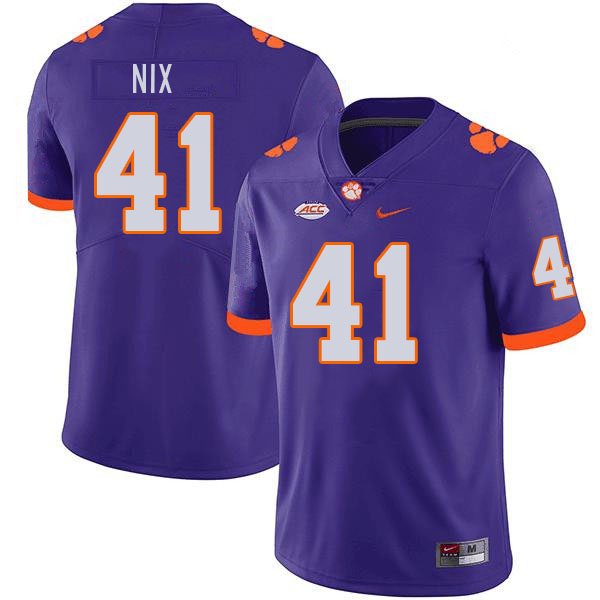 Men #41 Caleb Nix Clemson Tigers College Football Jerseys Stitched-Purple - Click Image to Close